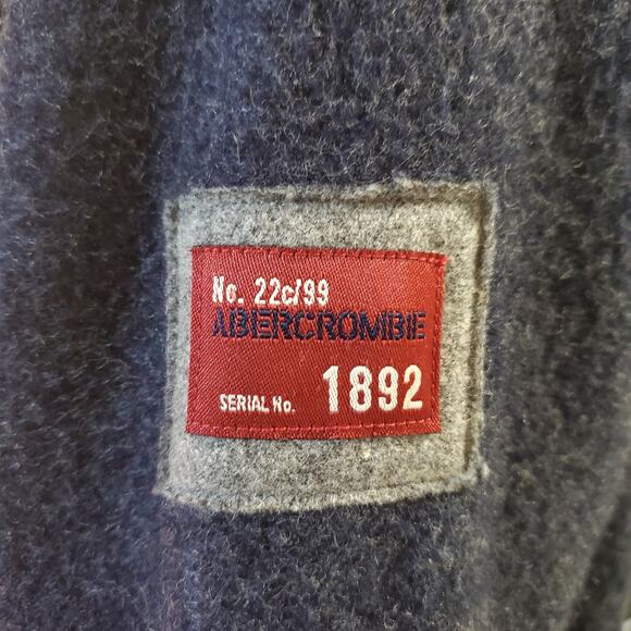 Abercrombie & Fitch Vintage Y2K Wool Blend 1/2 Zip Blue Hooded Sweater Womens L - Picture 6 of 12